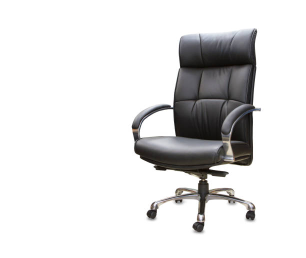istock The office chair from black leather. Isolated 937295318