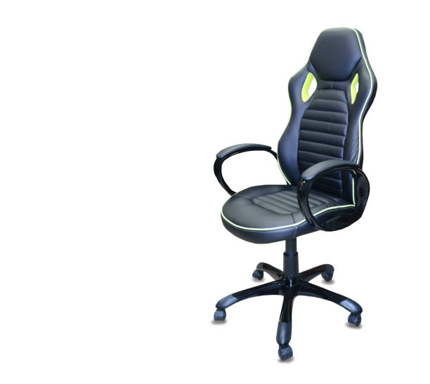 istock Modern office chair from black leather. Isolated 937295404