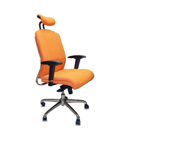 istock The office chair from orange cloth. Isolated 937295428