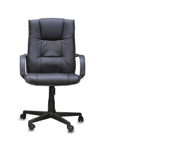 istock The office chair from black leather. Isolated 937295430