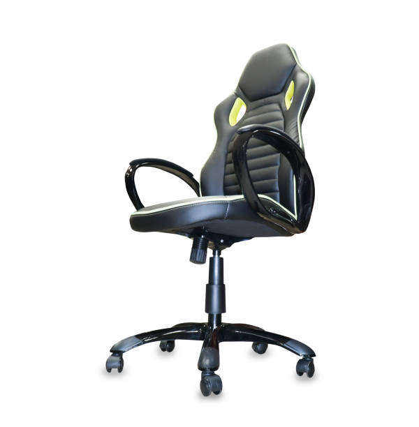 istock Modern office chair from black leather. Isolated 937295586