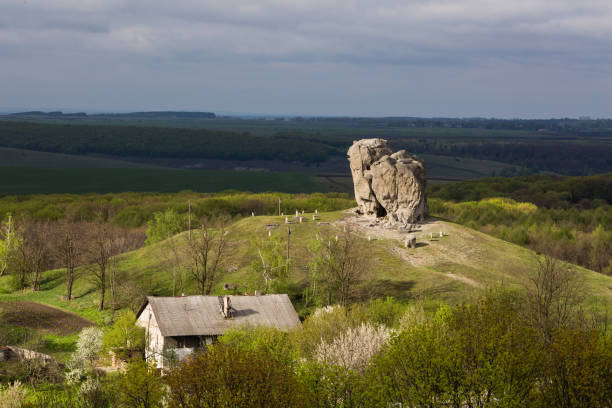Devil's rock in Pidkamin, Lviv region, West Ukraine (summer landscape)