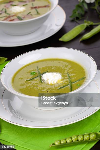 Pea Soup Stock Photo - Download Image Now - Appetizer, Bowl, Chive