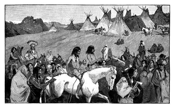 Native Americans  - Scanned 1887 Engraving