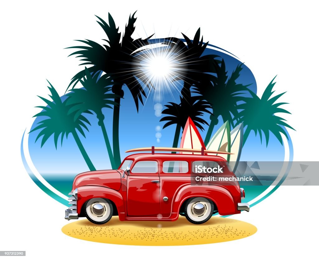 Cartoon Camper Vector cartoon camper. Available eps-10 vector format separated by groups with transparency effects for one-click repaint Beach stock vector