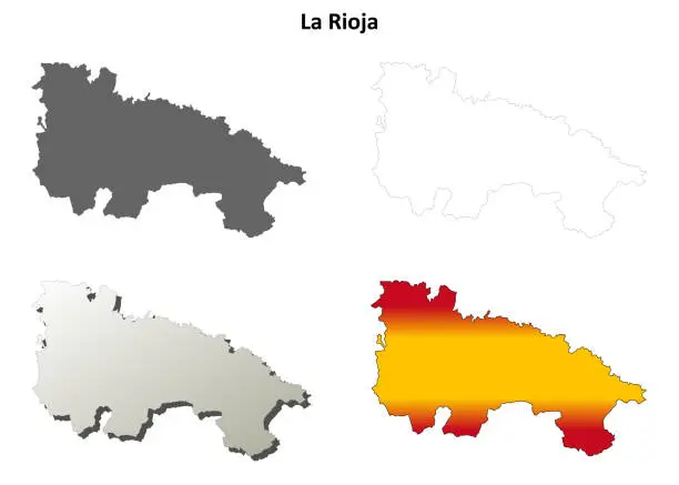 Vector illustration of La Rioja blank outline map set