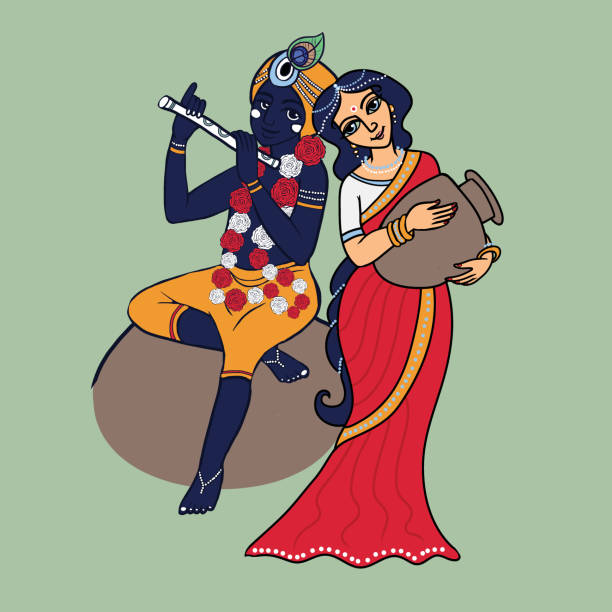 Lord Krishna With Radha Stock Illustration - Download Image Now - Abstract,  Asia, Asian and Indian Ethnicities - iStock