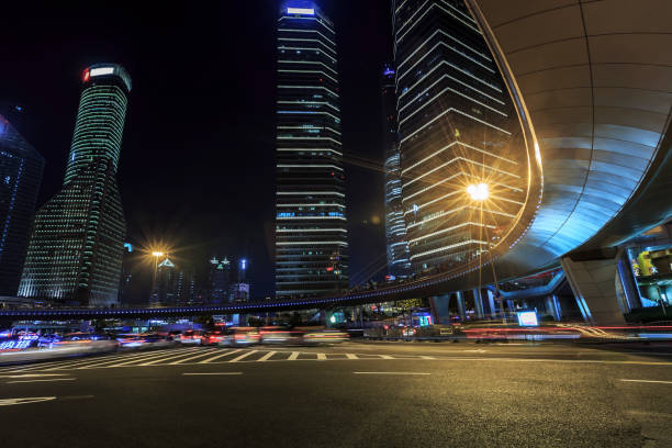 View of the lujiazui financial district at night