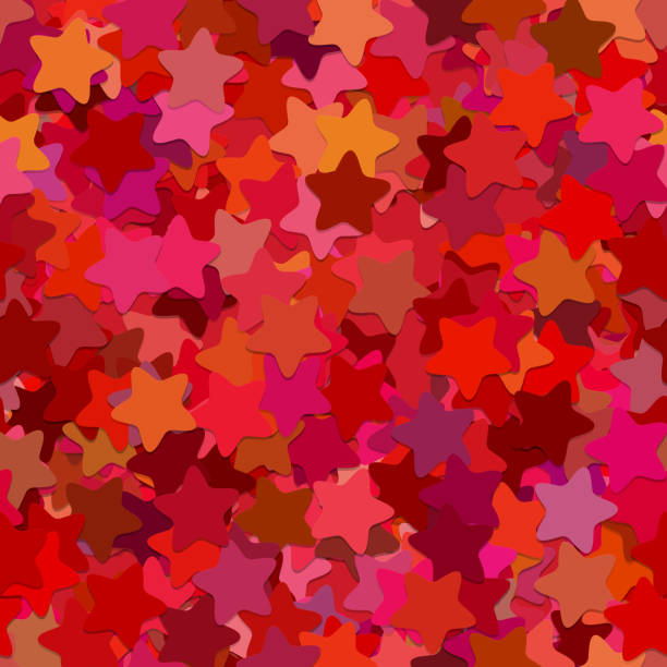 Seamless star background pattern - vector design from rounded pentagram stars in red tones with shadow effect Seamless chaotic star background pattern - vector design from rounded pentagram stars in red tones with shadow effect colorful star pattern stock illustrations