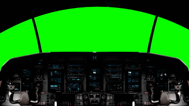 Futuristic Spaceship Cockpit On A Green Screen