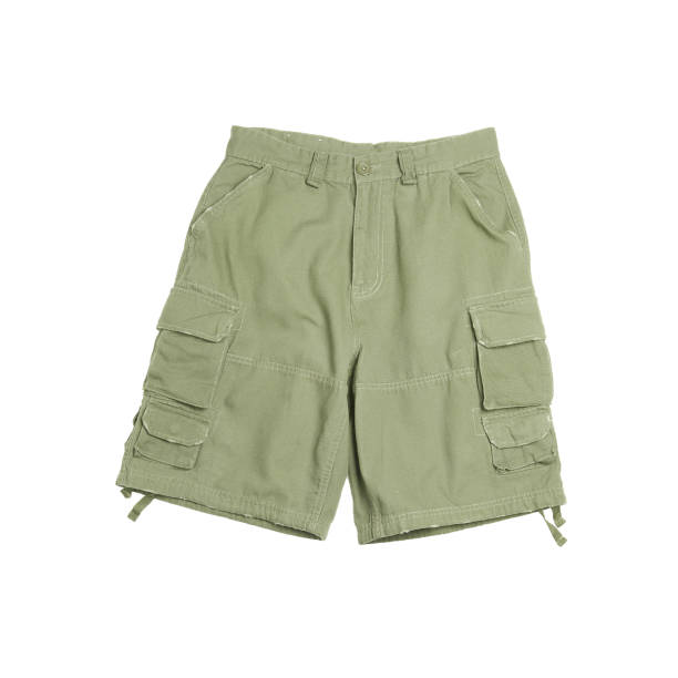 istock Green cargo mens shorts 937337678