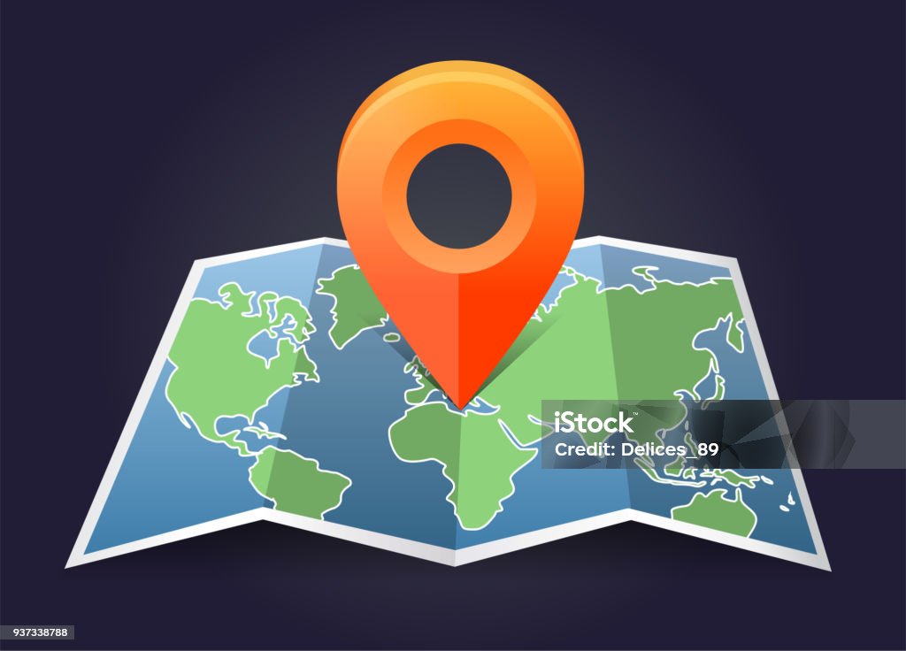 Point At Map Map With Red Point Markers Stock Illustration - Download Image Now ...