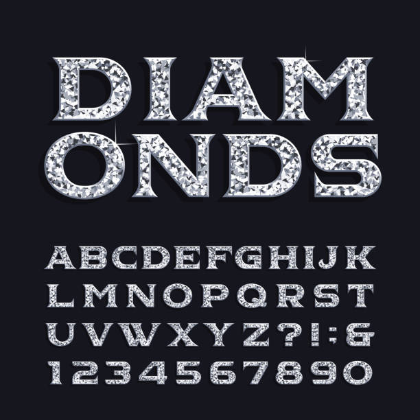 istock Diamond alphabet font. Luxury beveled serif letters and numbers. 937341690