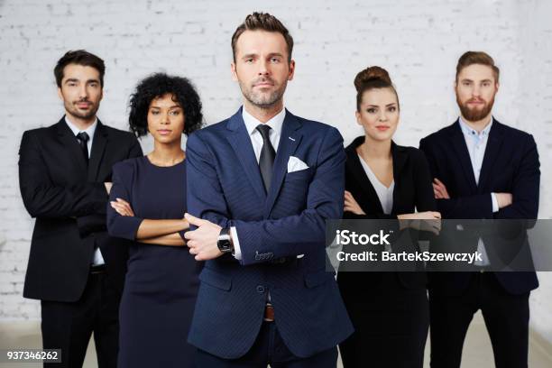 Group Of Confident Perky Lawyers Standing Together Stock Photo - Download Image Now