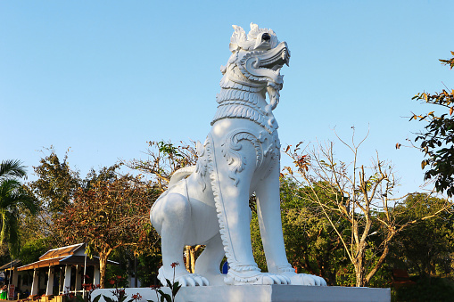 White Lion Statue In The Park