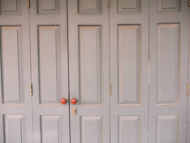 istock Gray Ancient Hinge Wooden Door 937350156