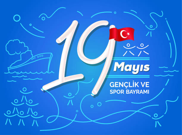 illustrations, cliparts, dessins animés et icônes de 19 mai commémoration d’atatürk, les jeunes et la journée des sports en turquie - red flag flag sports flag sports and fitness