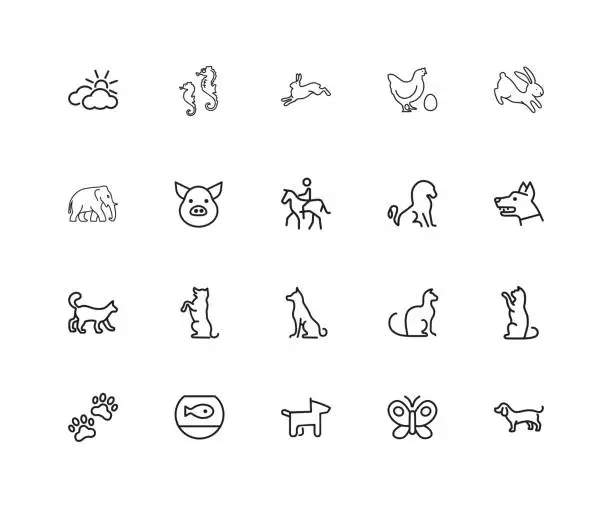 Vector illustration of Animals icon set