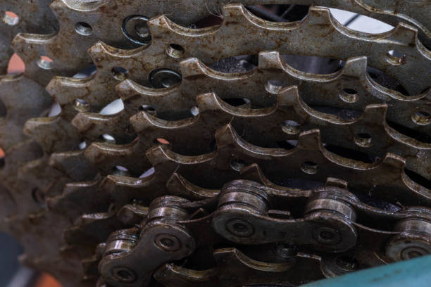 istock dirty gear and chain of bicycle 937350972