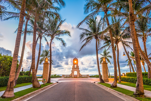 Palm Beach, Florida, USA at the beach clock tower.