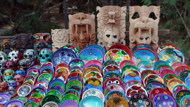 istock Mexican Souvenir Mask, Skull And Plate On Display In Yucatan Mexico 937383508