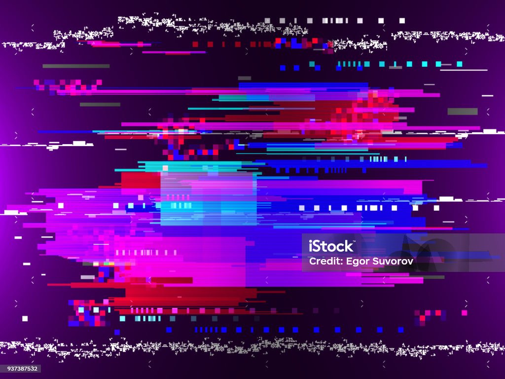 Glitched color horizontal and vertical stripes and shapes. Abstract background with a digital signal error. Design elements. Vector illustration Glitched color horizontal and vertical stripes and shapes. Abstract background with a digital signal error. Design elements. Vector illustration. Problems stock vector