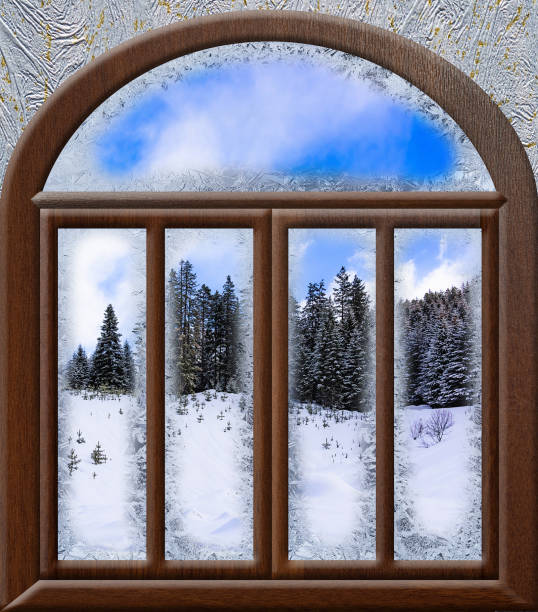 istock view through a frozen landscape window 937404172