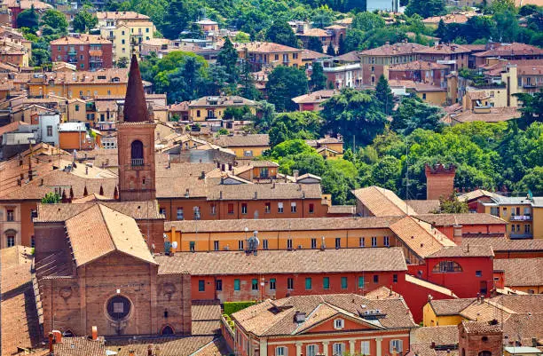 Photo of Bologna Italy top view to old town