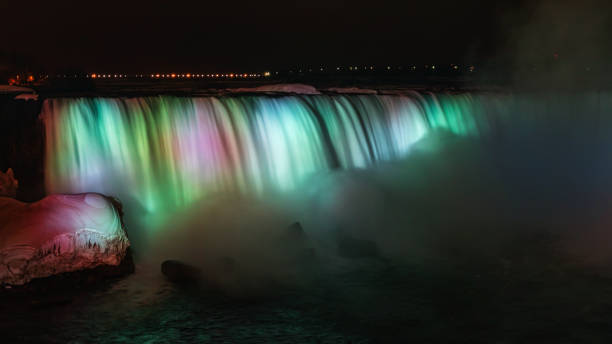 istock Niagara falls at night, colorful lights 937416460