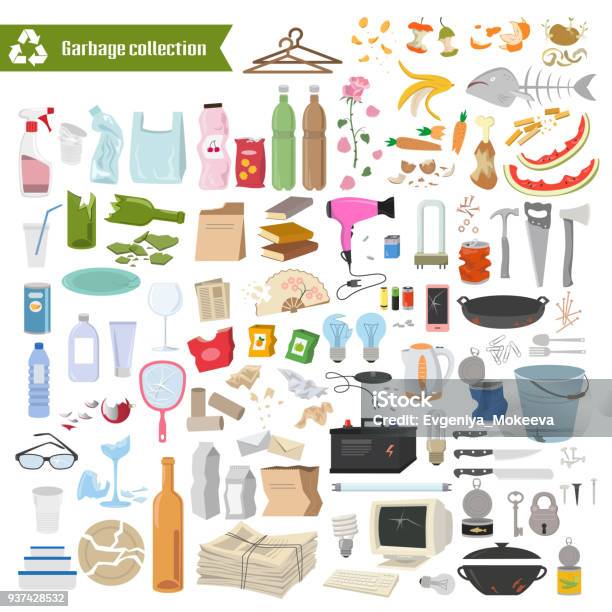 Garbage Collection - Immagini vettoriali stock e altre immagini di Spazzatura - Spazzatura, Plastica, Riciclaggio