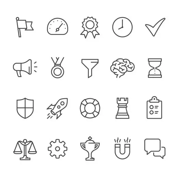 Vector illustration of Management theme - outline vector icons