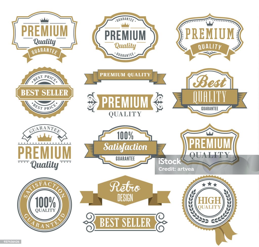 Set of the Ribbons and Badges Vector illustration of the ribbons and badges Picture Frame stock vector