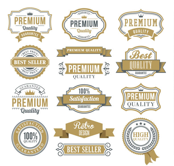 Set of the Ribbons and Badges Vector illustration of the ribbons and badges label borders stock illustrations