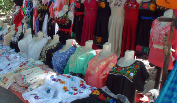 istock Yucatan Embroidered Dresses On Display Scene In Yucatan. Mexico 937443662