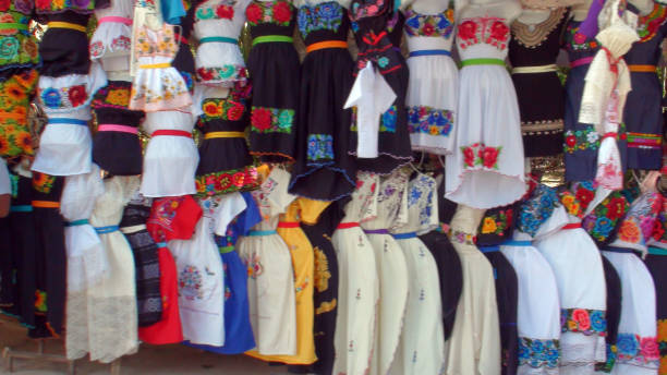 istock Yucatan Embroidered Dresses View At Chichen Itza. Yucatan. Mexico 937443916