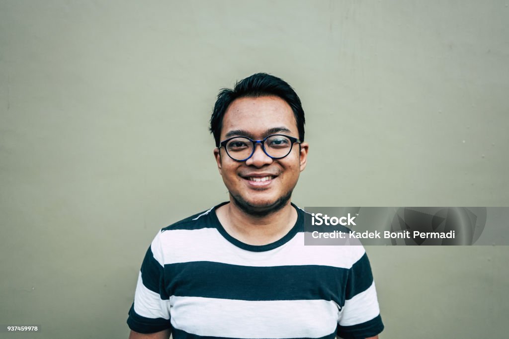 Smiling Face Southeast Asia Man With Glasses Creative Images Indonesia Stock Photo
