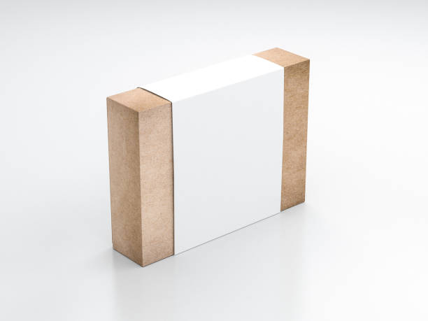 istock Kraft paper Box Mockup with white paper cover 937462276