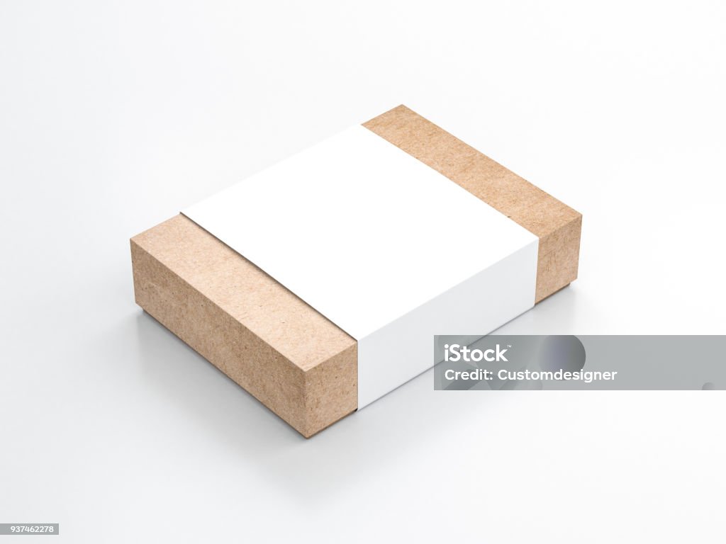 Kraft Paper Gift Box Mockup With White Paper Cover Stock Photo - Download  Image Now - Box - Container, Sleeve, Craft - iStock