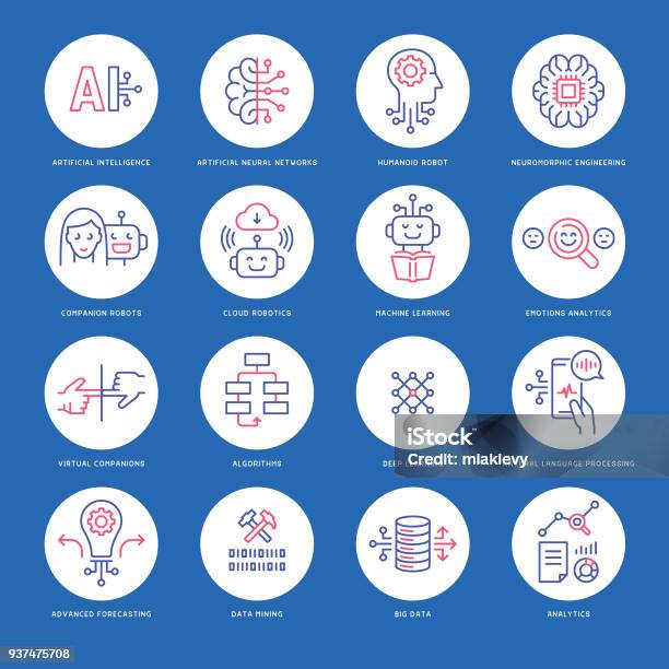 Artificial Intelligence Icons Stock Illustration - Download Image Now - Icon Symbol, Artificial Intelligence, Chatbot