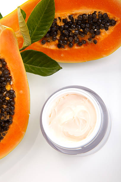 istock Face cream and fresh papaya 93748354