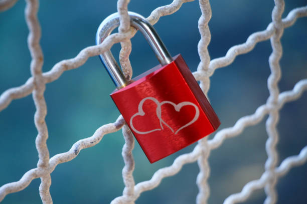 istock Padlock of love with two hearts 937486606