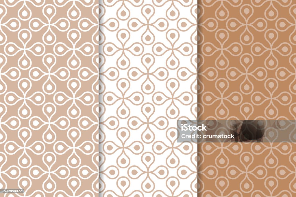 Brown and white geometric ornaments. Set of seamless patterns Brown and white geometric ornaments. Set of seamless patterns for web, textile and wallpapers Abstract stock vector