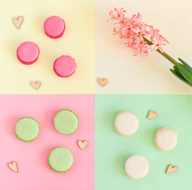 istock macaroons and hyocinth on a colorful background 937494844