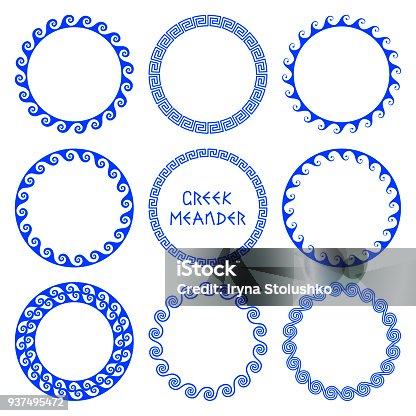 istock Vector set of round greek frames 3 937495472