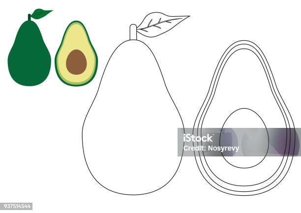Avocadoes Coloring Book Kids Game Vector Stock Illustration - Download Image Now - Avocado, Black Color, Book
