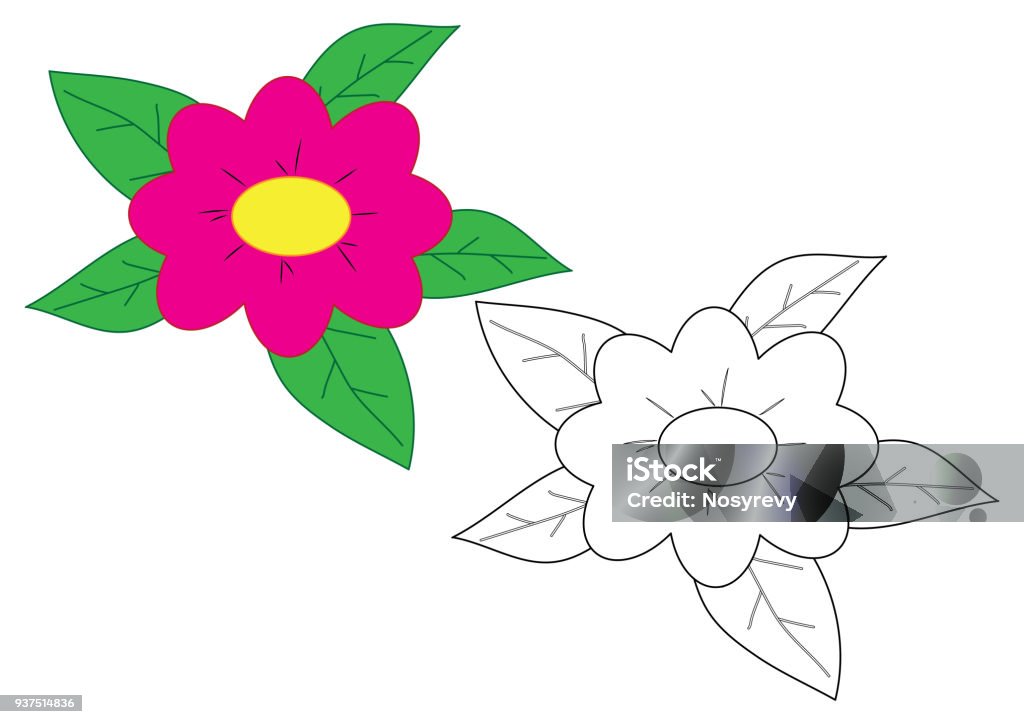 Flower cartoon. Coloring page. Game for children. Coloring Book Page - Illlustration Technique stock vector