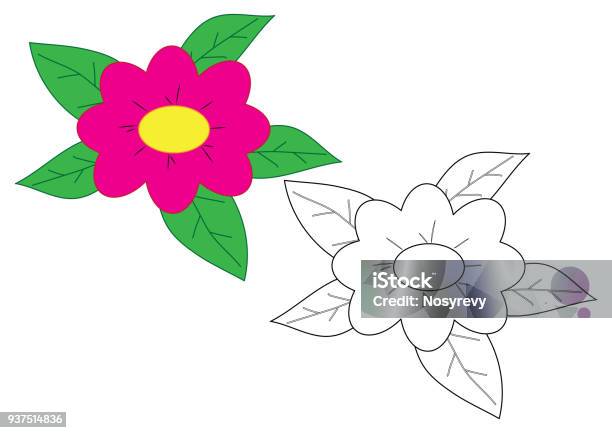 Flower Cartoon Coloring Page Game For Children Stock Illustration - Download Image Now - Coloring Book Page - Illlustration Technique, Effortless, Art