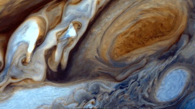 Jupiter's surface and the Great Red Spot.
