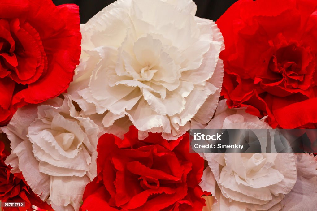 Foto de Rosas Artificiais Vermelhas Brancas Objetos De Closeup e mais fotos  de stock de Amarelo - iStock