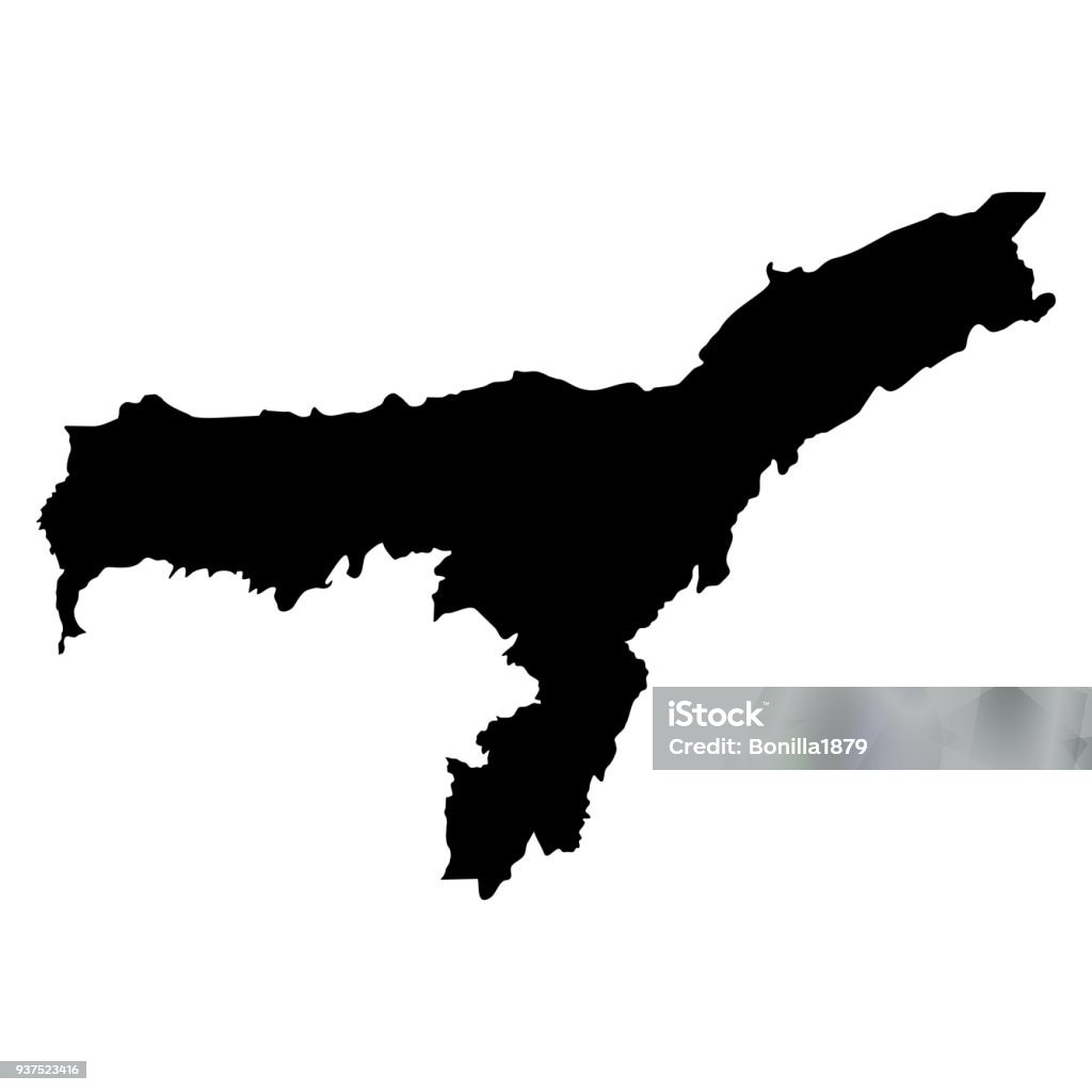 Assam Abstract Map Vector Assam Black Map On White Background Vector Stock Illustration ...